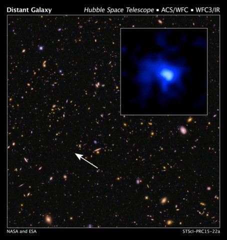 Najdalsza znana naukowcom galaktyka, którą można zaobserwować metodą spektroskopową. Została ona zidentyfikowana w polu galaktyk z przeglądu CANDELS (Cosmic Assembly Near-infrared Deep Extragalactic Legacy Survey).