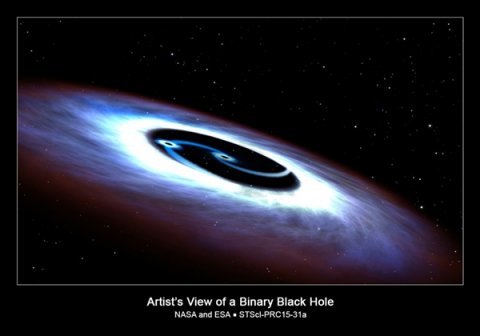 para czarnych dziur zasiedlających centrum najbliższego nam kwazara Markarian 231. Źródło: NASA/ESA/G. Bacon (STScI)