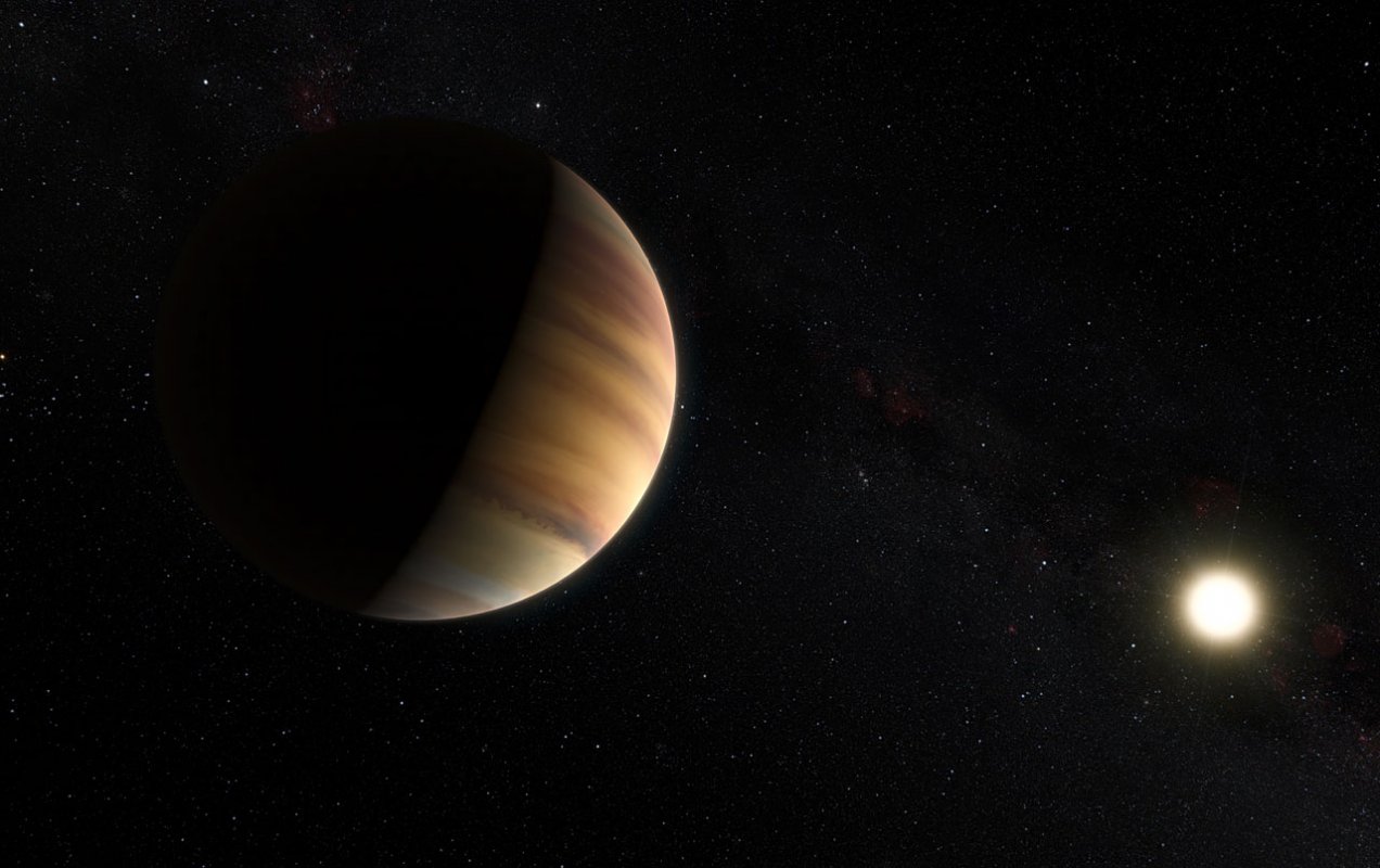 Artystyczna wizja planety 51 Pegasi b. Źródło: ESO/M. Kornmesser/Nick Risinger (skysurvey.org).