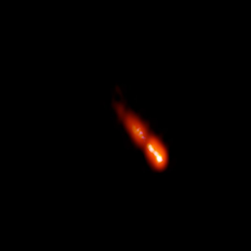  Obraz blazara PSO J0309+27, odległego o 12,8 miliarda lat świetlnych od Ziemi, uzyskany przez VLBA