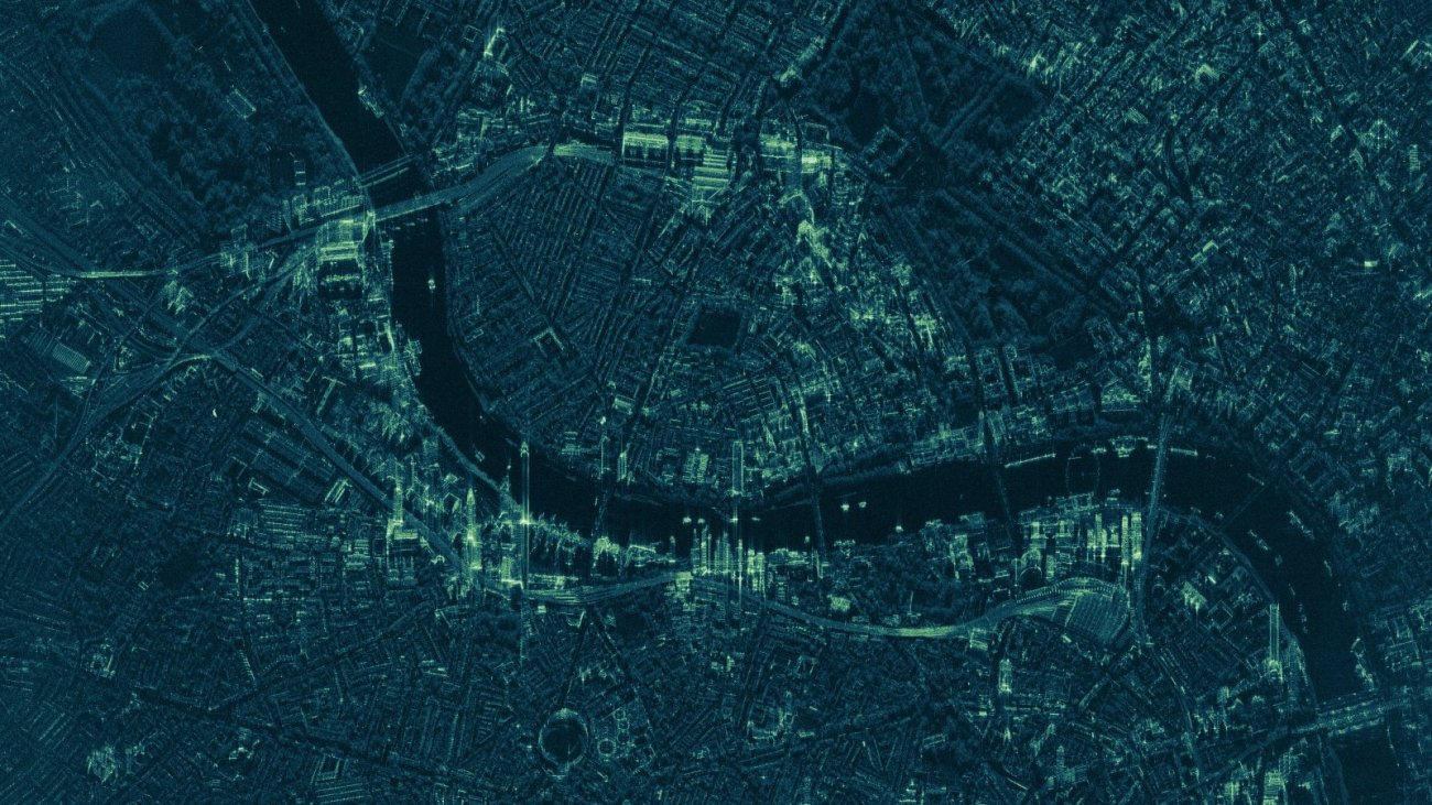 Obraz satelitarny miasta w wysokiej rozdzielczości. Źródło: ICEYE