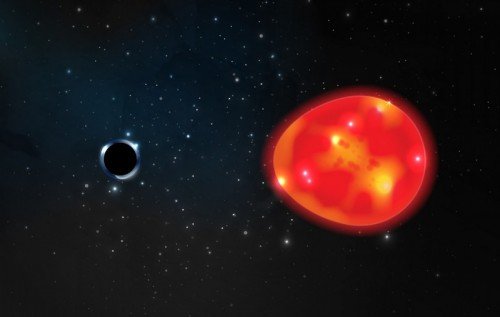 Układ podwójny czarnej dziury z czerwonym olbrzymem.