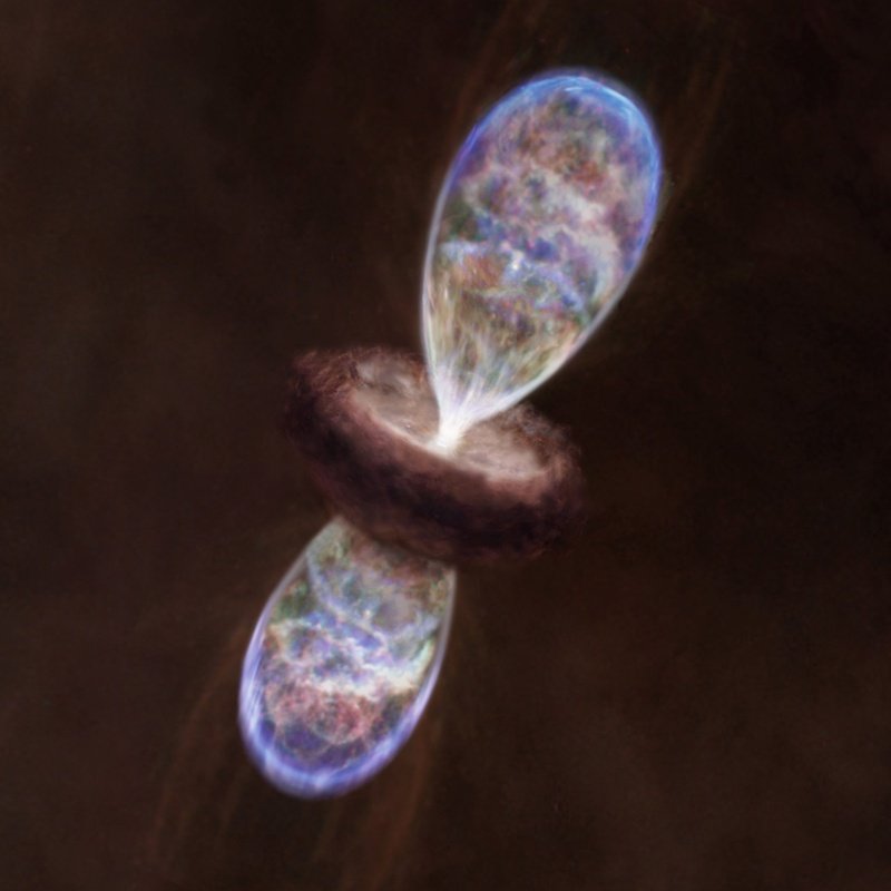 Wizja artysty protogwiazdy w MM3, otoczonej obłokiem gorącego gazu. Źródło: NAOJ
