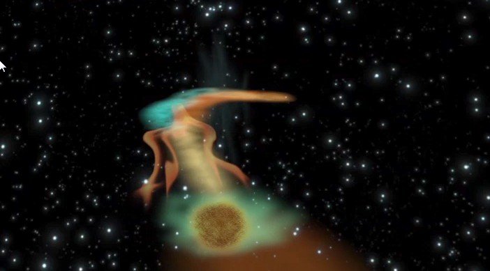 Czarna dziura pochłania zewnętrzne warstwy planety (wizja artysty). Źródło: ESA.