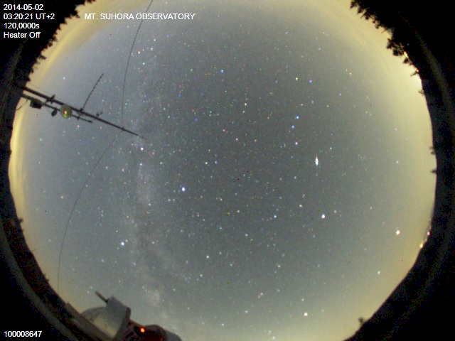 Droga Mleczna widziana przez kamerę typu rybie oko w Obserwatorium na Suhorze.