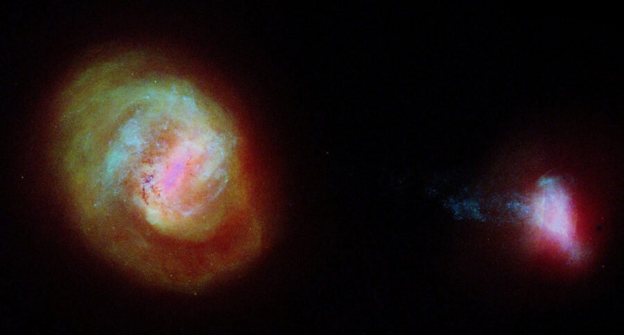 Gęstość gwiazdowa Wielkiego i Małego Obłoku Magellana, dwóch największych galaktycznych satelitów Drogi Mlecznej.