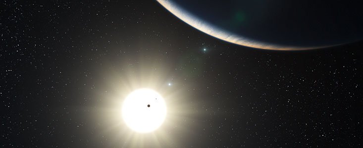Układ planetarny wokół podobnej do Słońca gwiazdy HD 10180 (wizja artystyczna). Źródło: ESO.