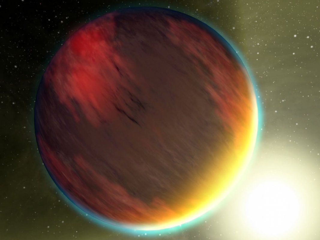 Wizja artystyczna pozasłoneczej planety olbrzyma, okrążającej swą gwiazdę w bardzo bliskiej odległości.Zródło: NASA/JPL-Caltech/T. Pyle (SSC)
