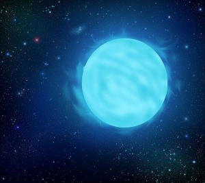 Wizja artystyczna gwiazdy R136a1  typu Wolfa-Rayeta, najbardziej masywna znana nam gwiazda. Źródło: Wikimedia Commons