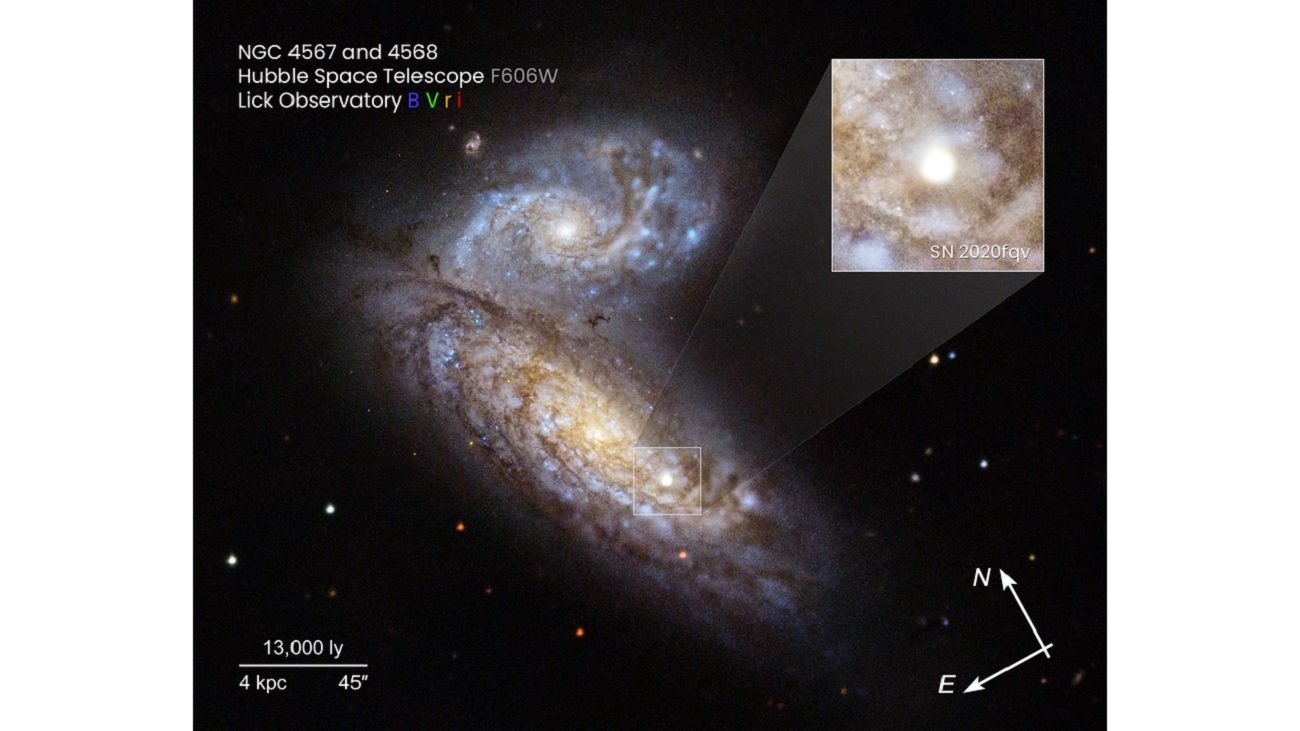 Supernowa SN 2020fqv uchwycona przez Kosmiczny Teleskop Hubble'a. Źródło: NASA/ESA/Ryan Foley/UC Santa Cruz/Joseph DePasquale/STScI