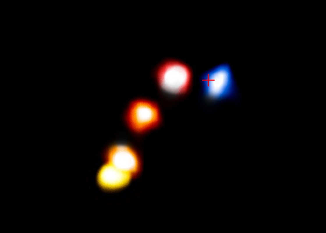 Ruch obiektu G2 na złożeniu obrazów z teleskopu VLT (ESO)
