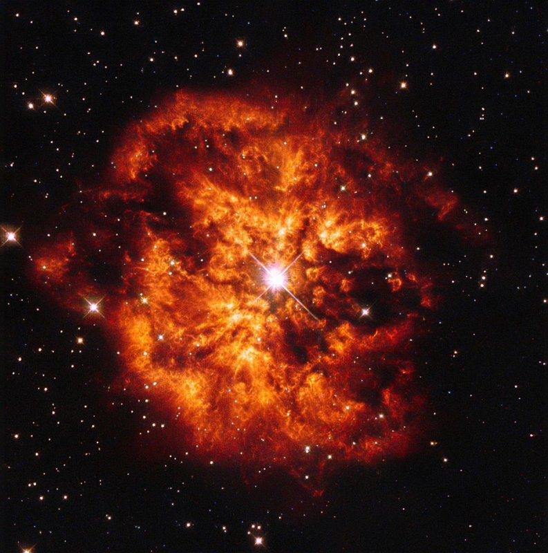 Gwiazda Wolfa-Rayeta i otaczająca ją mgławica uchwycone przez Kosmiczny Teleskop Hubble'a.