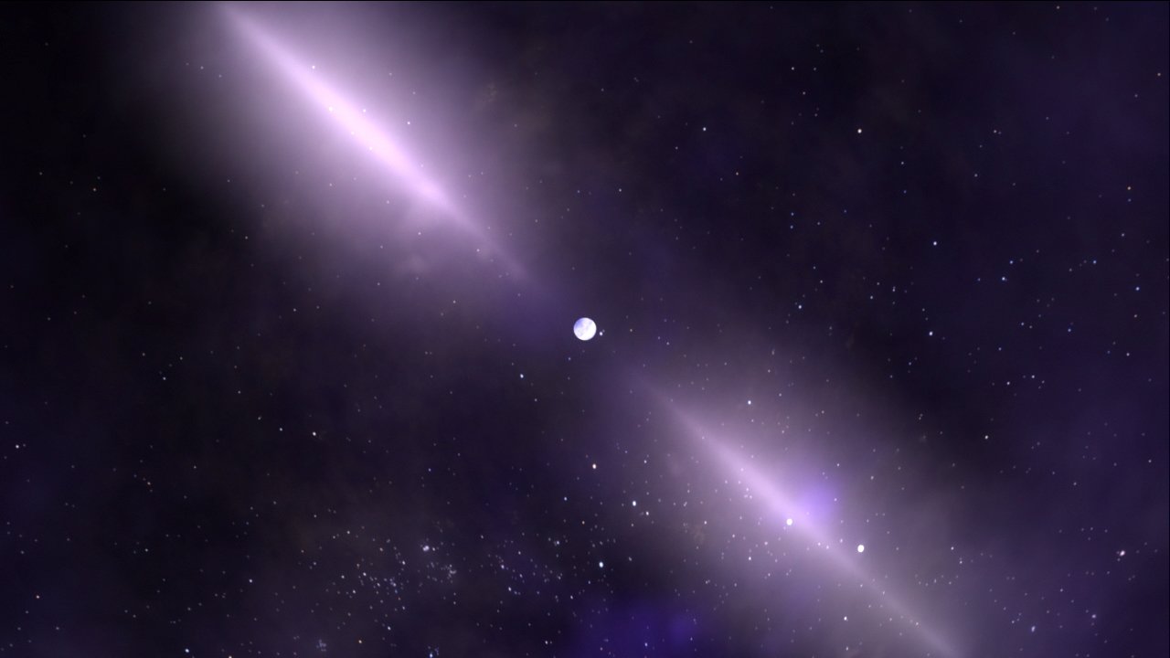 Wizja artystyczna pulsara – szybko wirującej gwiazdy neutronowej.
