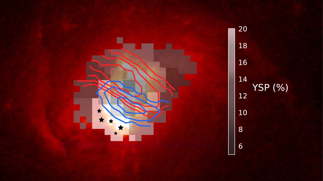 Wiatry wyrzucane przez supermasywną czarną dziurę wpływają na powstawanie nowych gwiazd w galaktyce Markarian 34.