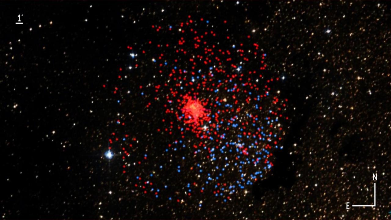 Obraz młodej gromady gwiazd Westerlund 1.