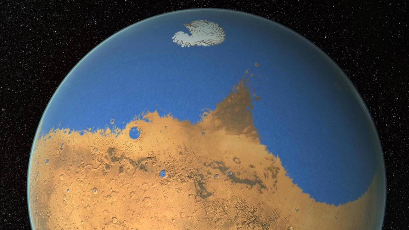Wizja artystyczna Marsa pokrytego wodą