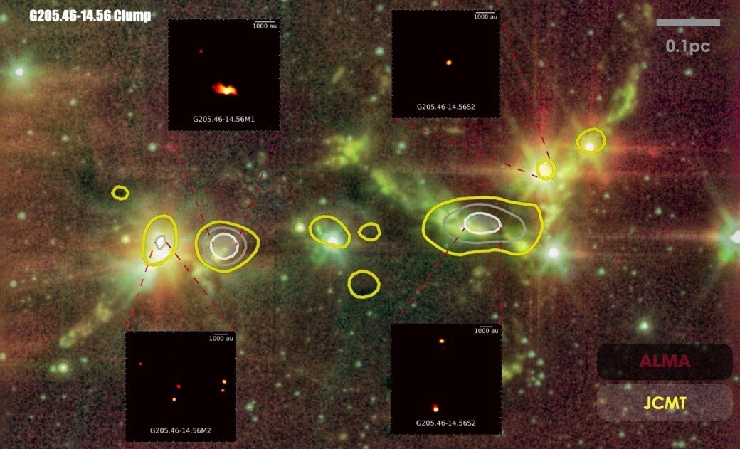 Grupa G205.46-14.56 znajdująca się w kompleksie Obłoku Molekularnego w Orionie.