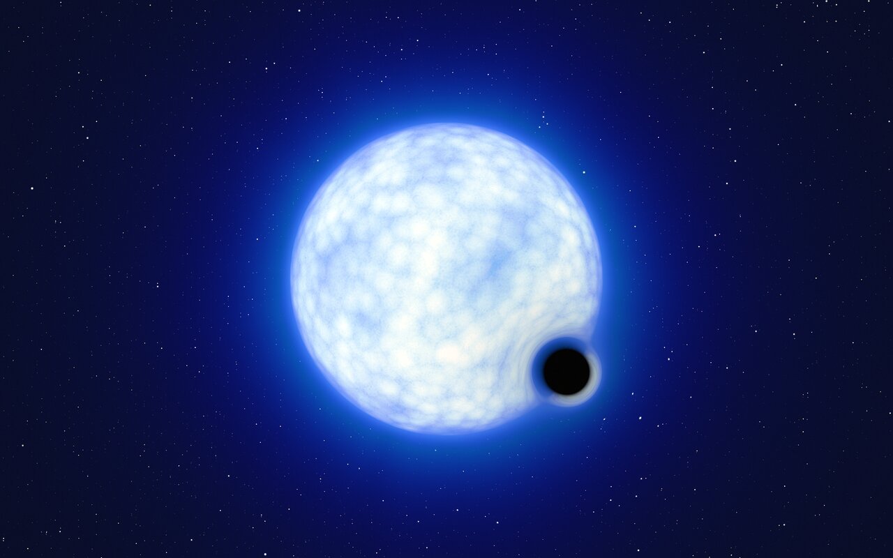 Wizja artystyczna układu podwójnego zawierającego masywną gwiazdę ciągu głównego i czarną dziurę.