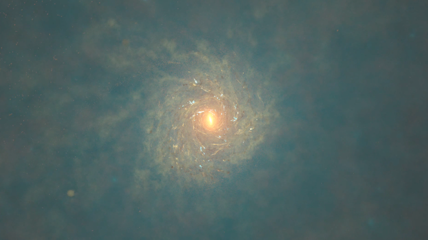 Symulowana galaktyka podobna do Drogi Mlecznej obecnie zaczerpnięta z symulacji wykonanej w badaniu.