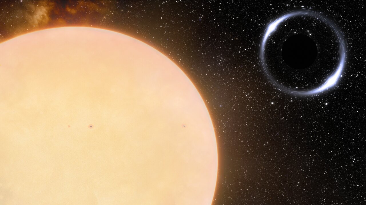 Wizja artystyczna najbliższej Ziemi czarnej dziury oraz jej gwiezdnego towarzysza podobnego do Słońca.