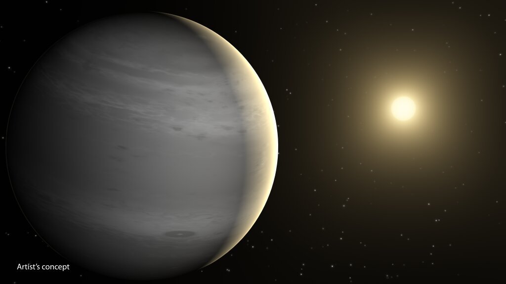 Na ilustracji: Artystyczna ilustracja odległej planety z atmosferą bogatą w hel. Nowe badania wyjaśniają, dlaczego tego typu planety mogą być bardzo powszechne. Źródło: NASA/JPL-Caltech