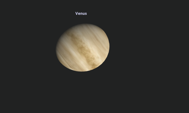 Wenus w fazie garbatej ubywającej, 22 stycznia 2023 roku. Źródło: https://stellarium-web.org/