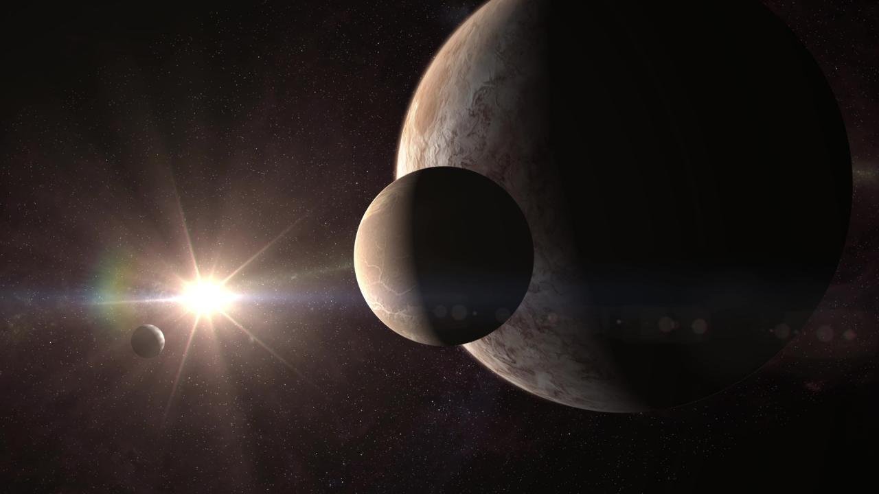 Wizja artystyczna układu planet wokół gwiazdy.