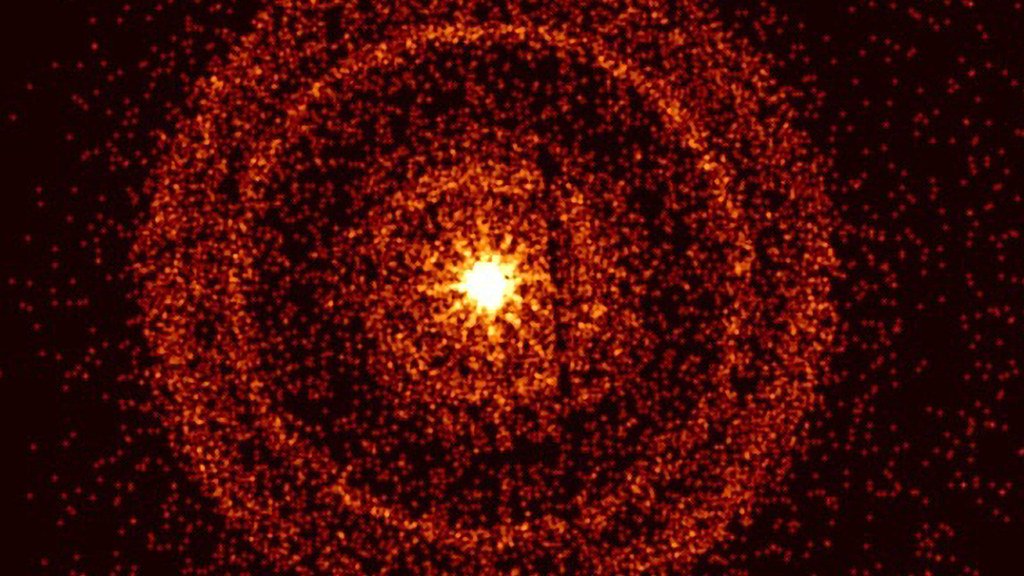 Poświata po najjaśniejszym w historii rozbłysku gamma, uchwycona przez teleskop Swift.