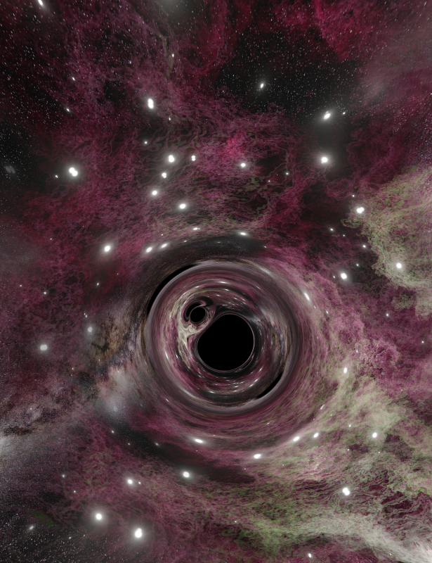 Czarna dziura o masie 31,5 mas Słońca z towarzyszem czarnej dziury o masie 8,38 mas Słońca.