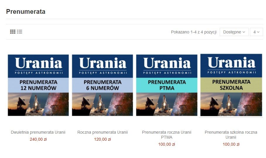 Warianty prenumeraty Uranii w roku 2023