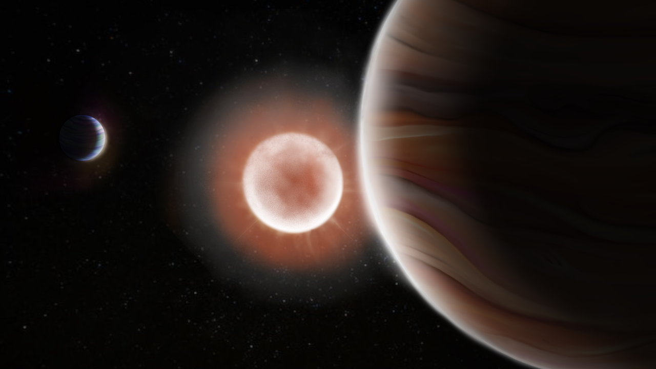Wizja artystyczna dwóch egzoplanet w układzie TOI-4600.