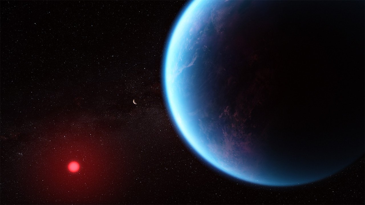 Wizja artystyczna pokazująca, jak mogłaby wyglądać egzoplaneta K2-18 b