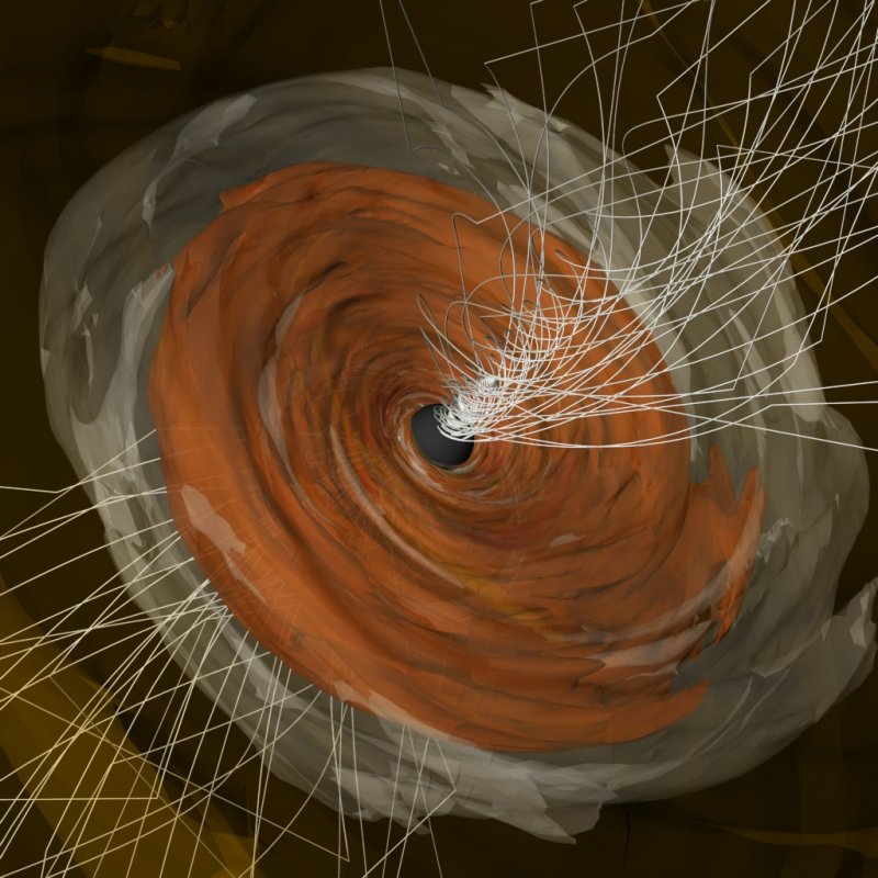 Komputerowa symulacja dysku plazmy wokół supermasywnej czarnej dziury w centrum galaktyki M87
