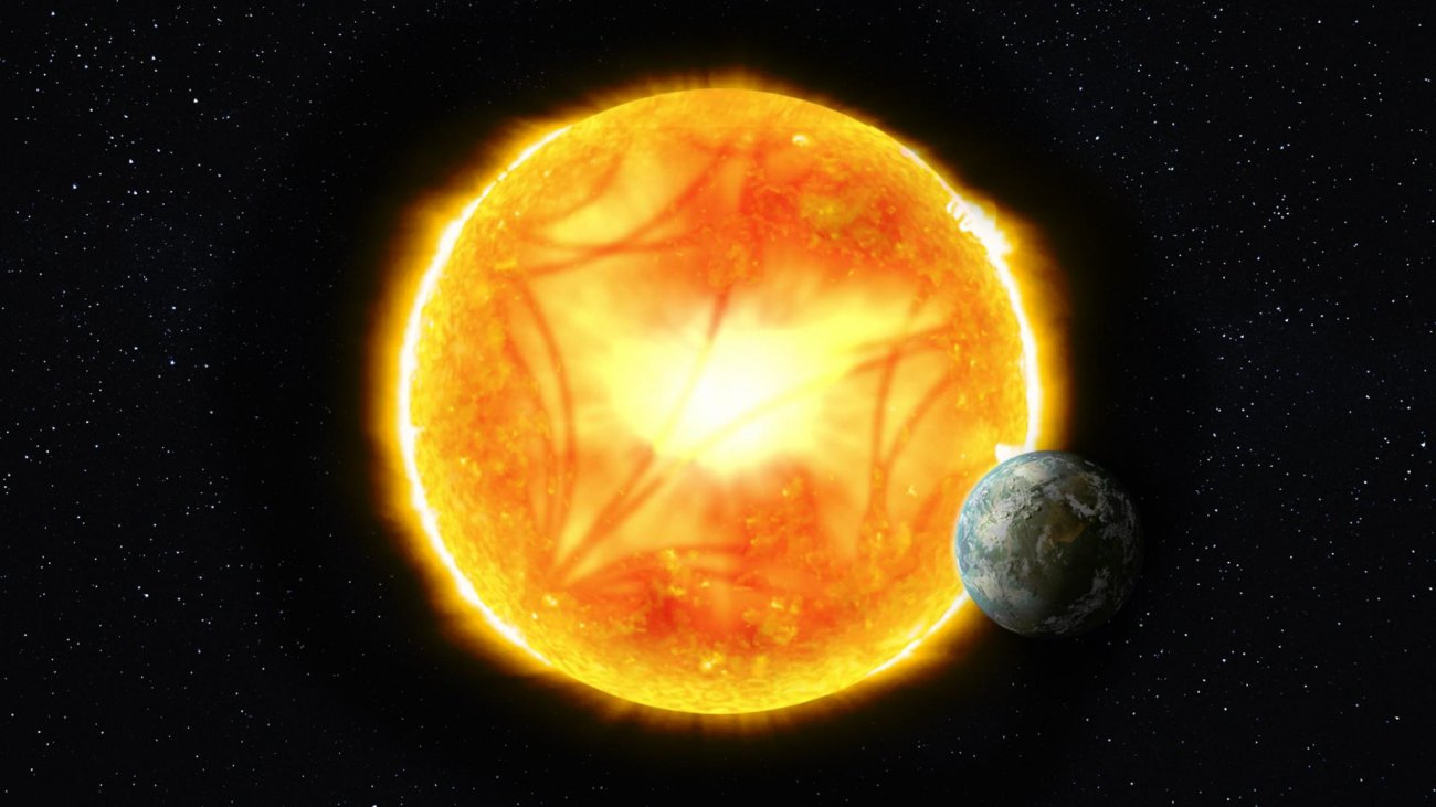 Wizja artysty ilustrująca, jak poszczególne fale dźwiękowe propagują się wewnątrz gwiazd, takich jak Słońce.