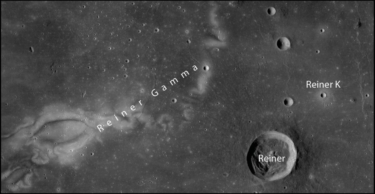 Krater Reiner K na Księżycu w regionie „Reiner Gamma”