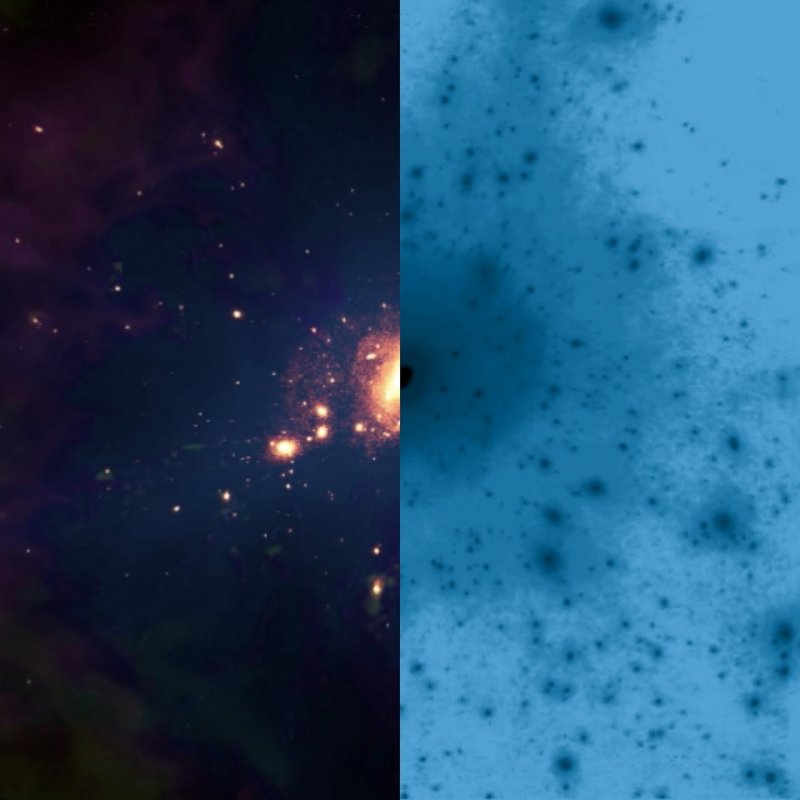 Obraz galaktyki z gwiazdami i halo ciemnej materii