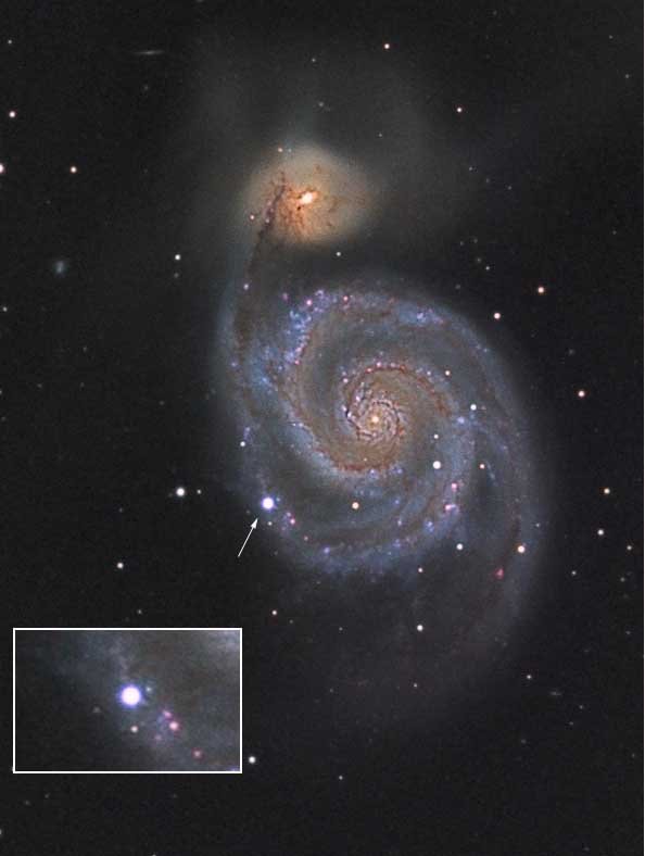 Supernowa SN2011dh w Galaktyce Wir (M51)