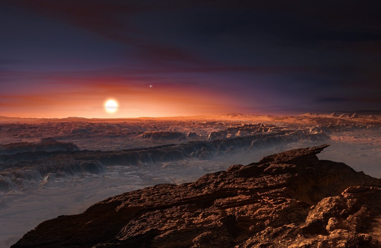 Powierzchnia planety wokół gwiazdy Proxima Centauri b - wizja artystyczna