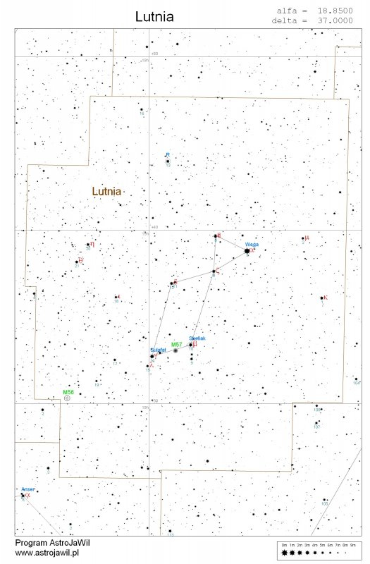 Gwiazdozbiór Lutni - mapka
