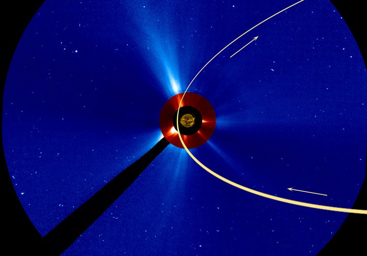 Trasa ruchu komety ISON w polu widzenia sondy STEREO