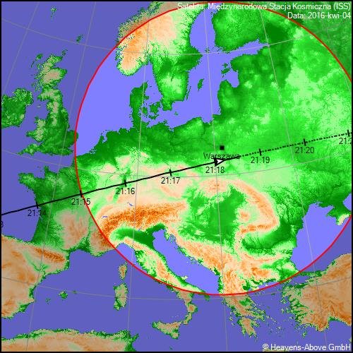 Stacja ISS nad Polską 4.04.2016 r.