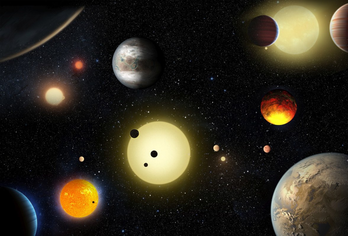 Artystyczna wizja wybranych planet pozasłonecznych odkrytych w ramach misji Kepler