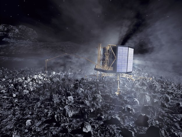 Lądownik Philae na jądrze komety (wizja artysty)