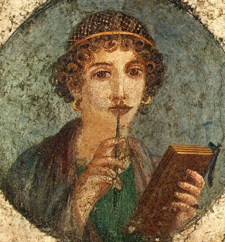 Starożytny fresk przedstawiający poetkę (nazywany: "Safona")