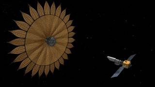 Ilustracja przedstawiająca przesłonę między teleskopem a układem planetarnym
