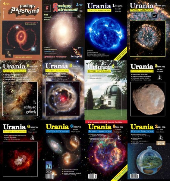 Okładki Uranii z różnych lat