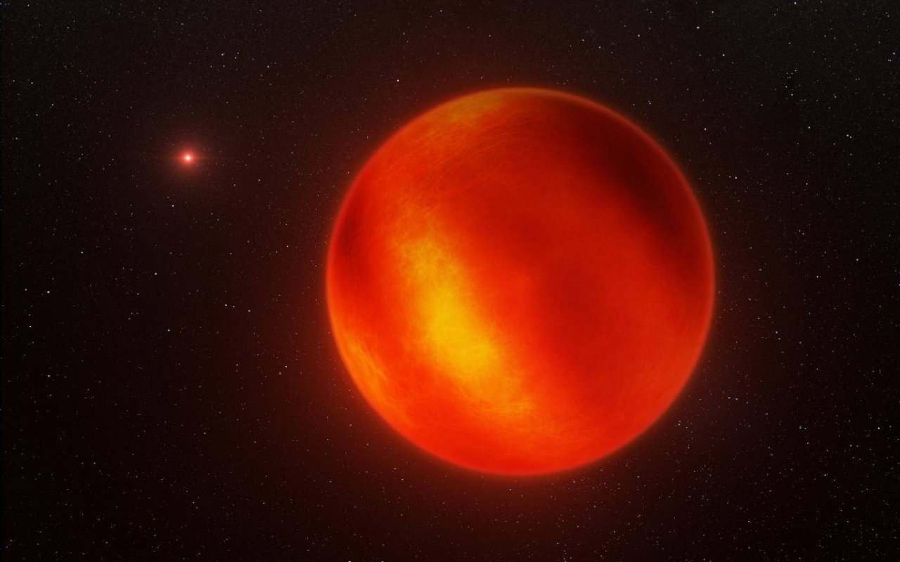Wizja artysty na której widać gwiazdę z ogromnymi plamami pozasłonecznymi. Źródło: ESO/I. Crossfield/N. Risinger