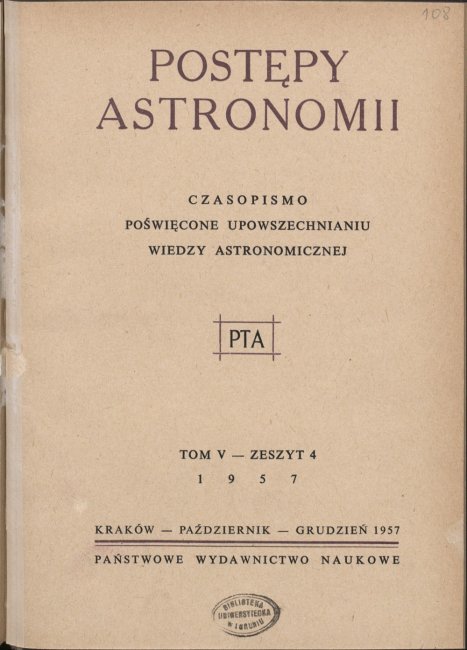 Postępy Astronomii nr 4/1957