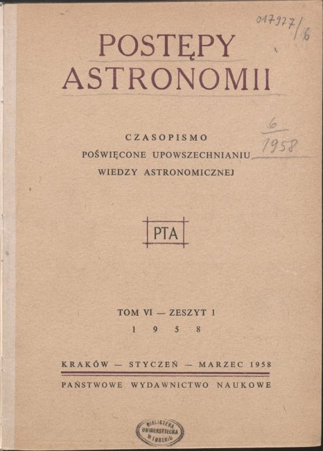 Postępy Astronomii nr 1/1958