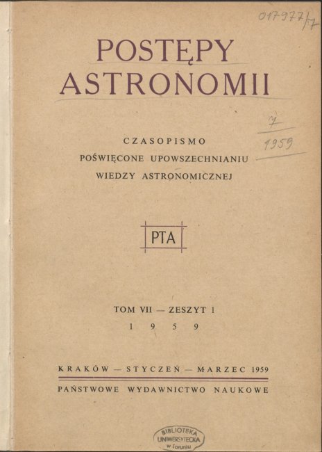 Postępy Astronomii nr 1/1959